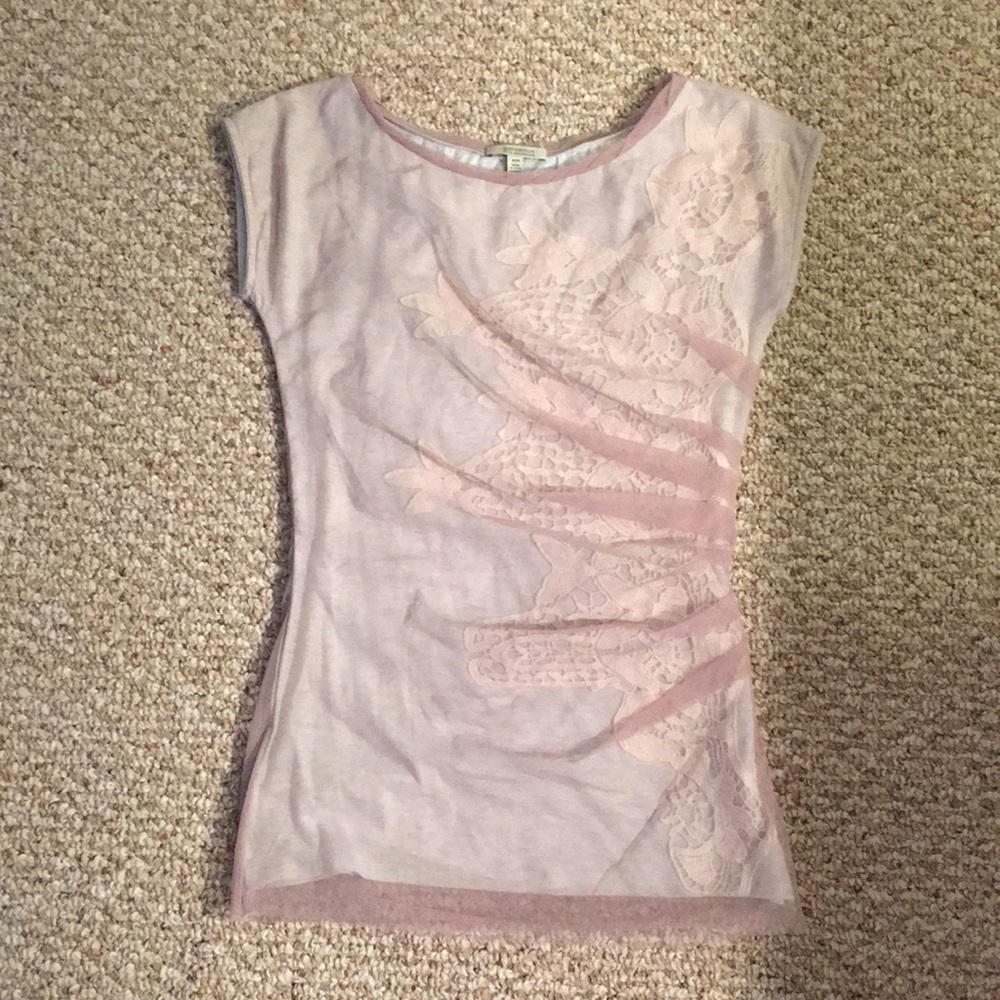 Anthropologie Bordeaux cap sleeve tee